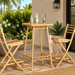 Square Bamboo Bar Table 55x55x100 cm for Versatile Use