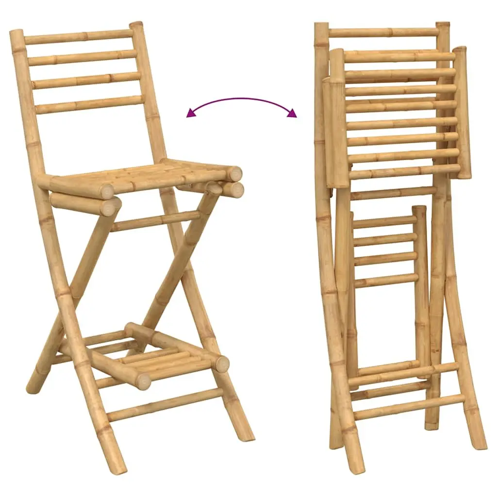 Bamboo Outdoor Bar Set 3 Piece Foldable Patio Furniture Compact Brown