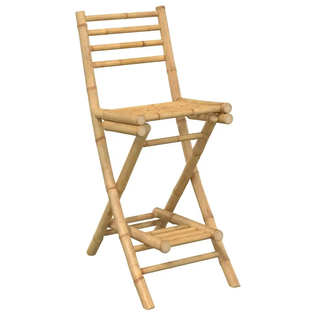Bamboo Outdoor Bar Set 3 Piece Foldable Patio Furniture Compact Brown