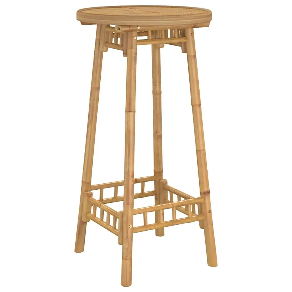Bamboo Outdoor Bar Set 3 Piece Foldable Patio Furniture Compact Brown
