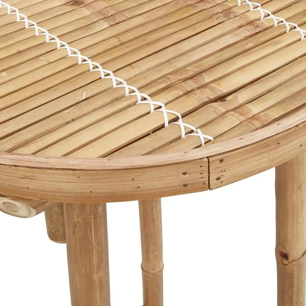 Bamboo Outdoor Bar Set 3 Piece Foldable Patio Furniture Compact Brown