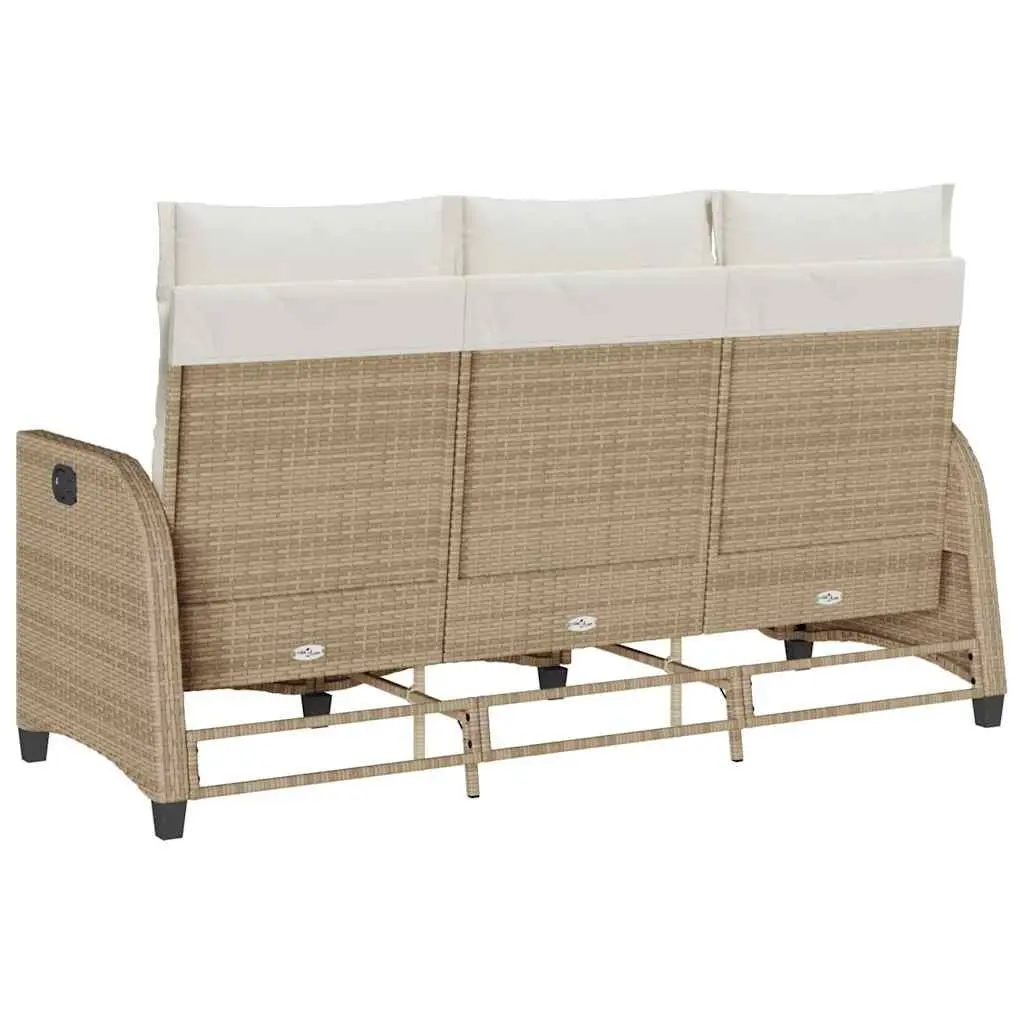 L-shaped Outdoor Sofa Beige with Cushions Adjustable Backrest PE Rattan Frame for Garden or Patio Lounge