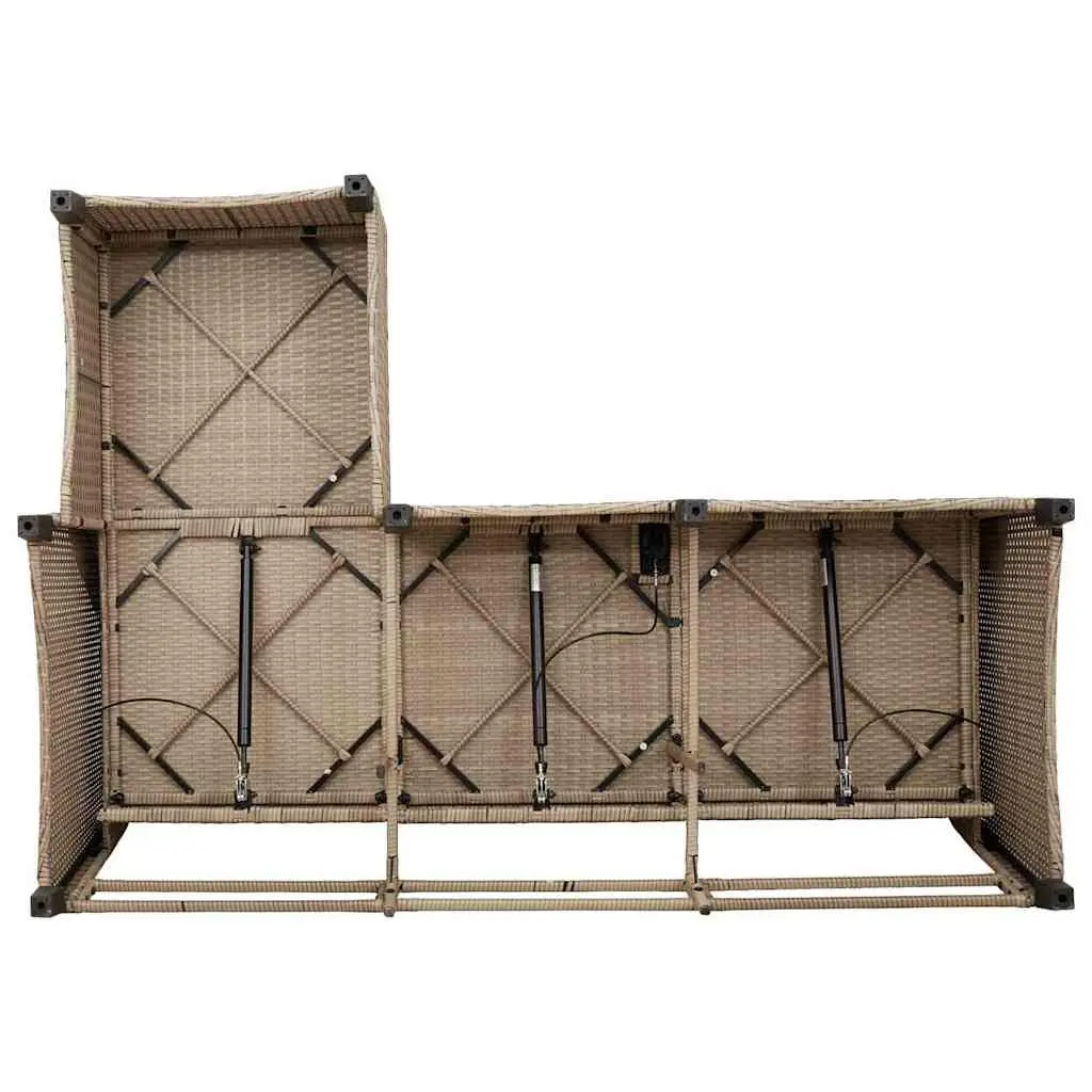 L-shaped Outdoor Sofa Beige with Cushions Adjustable Backrest PE Rattan Frame for Garden or Patio Lounge