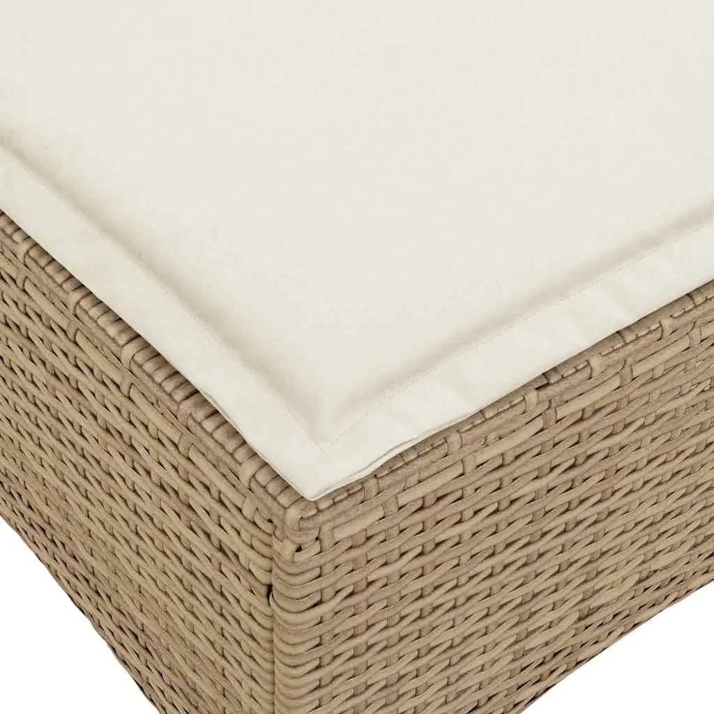L-shaped Outdoor Sofa Beige with Cushions Adjustable Backrest PE Rattan Frame for Garden or Patio Lounge