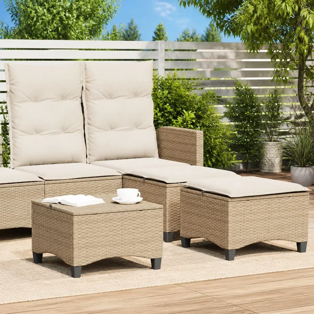Garden Stools PE Rattan with Cushions 55x55x36 cm Beige 2 pcs