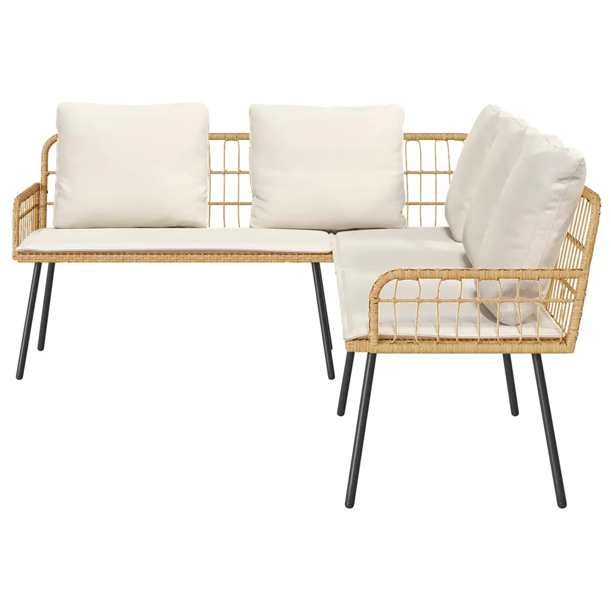 5-Seater Outdoor Garden Sofa L-Shaped Corner Lounge Steel Frame Brown