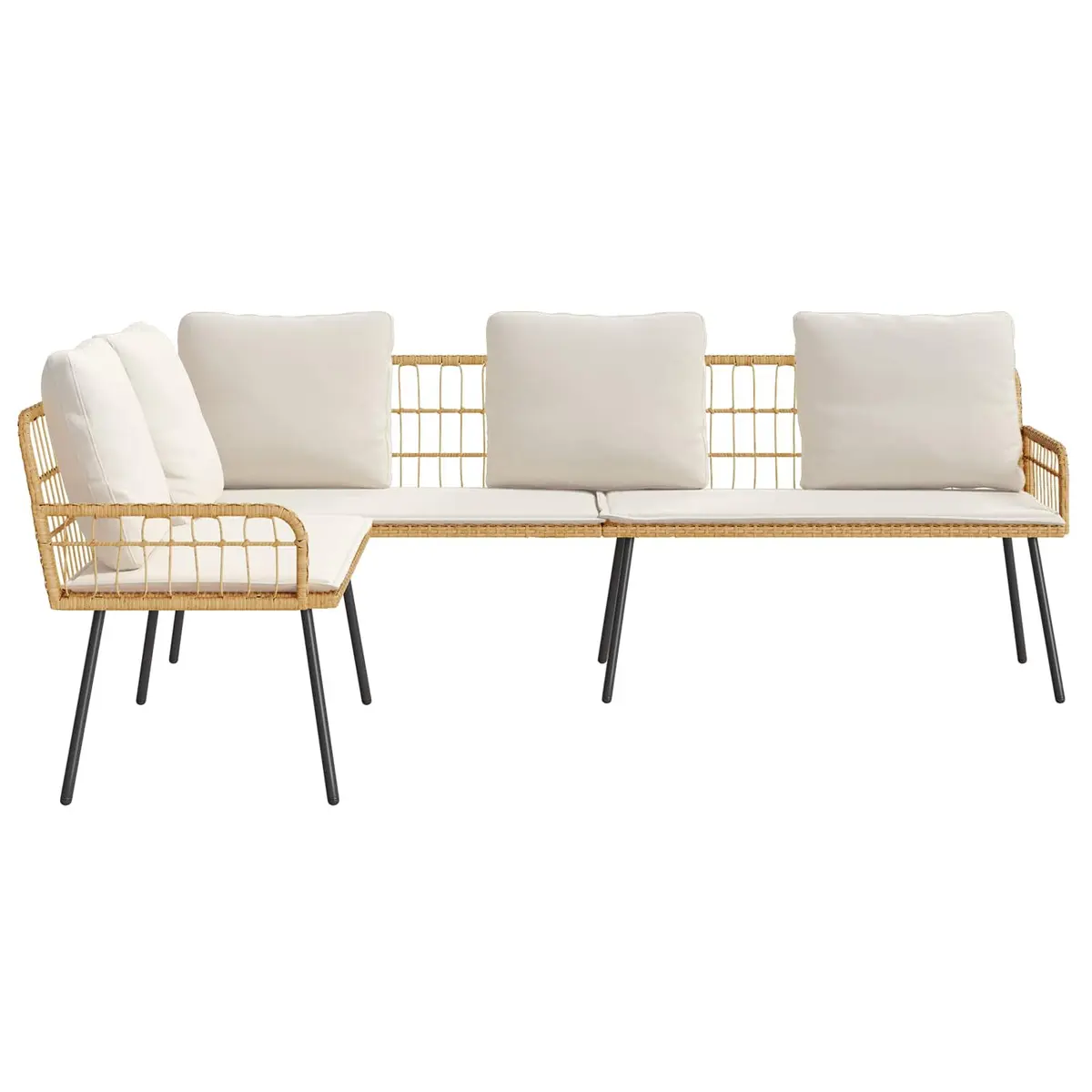 5-Seater Outdoor Garden Sofa L-Shaped Corner Lounge Steel Frame Brown