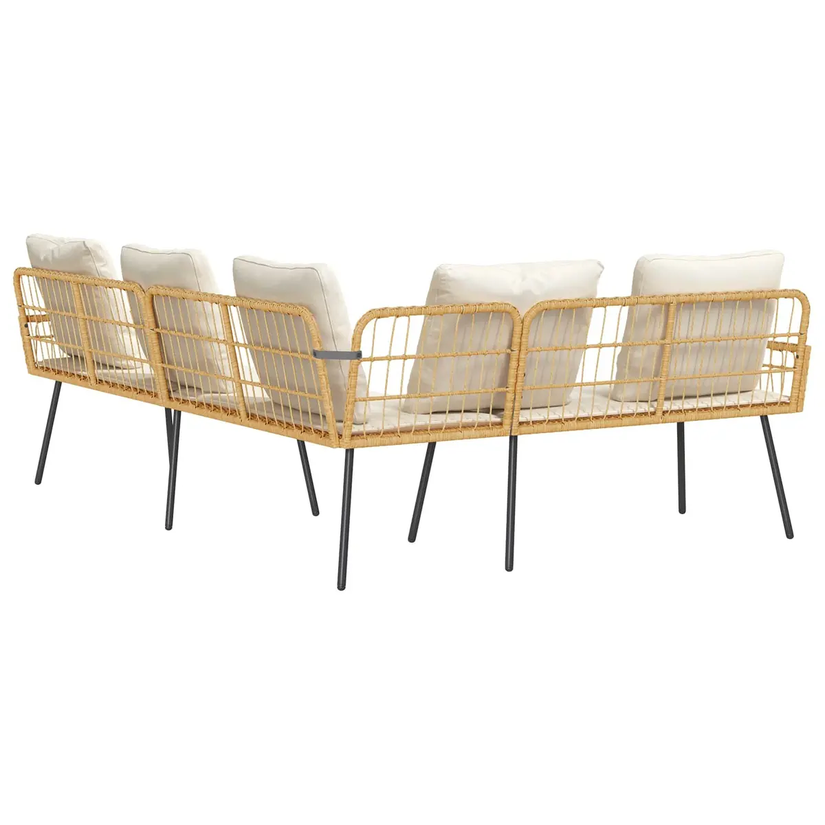 5-Seater Outdoor Garden Sofa L-Shaped Corner Lounge Steel Frame Brown