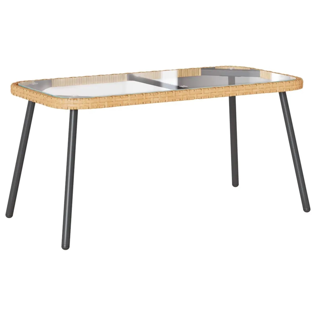 Outdoor Coffee Table Poly Rattan Glass Top 90 x 45 x 43 cm Brown