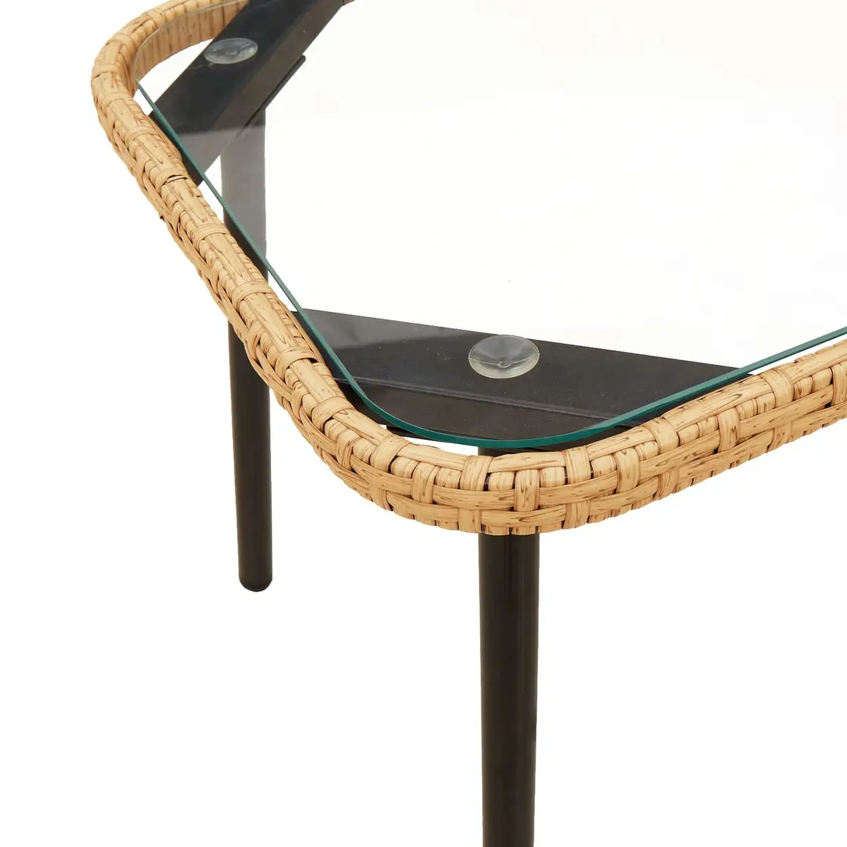 Outdoor Coffee Table Poly Rattan Glass Top 90 x 45 x 43 cm Brown