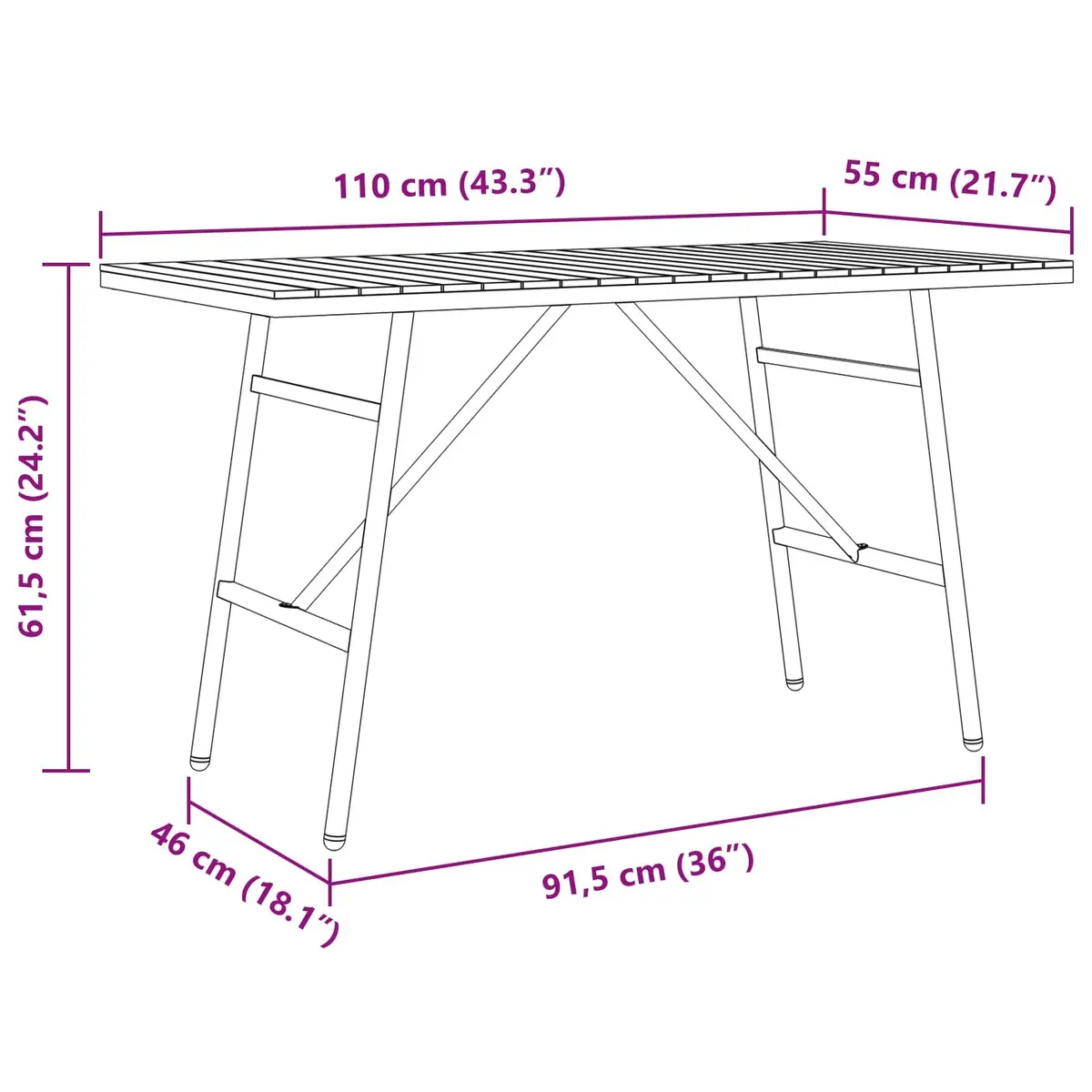 Dining Table Solid Acacia Wood 110x55x61.5cm Brown Modern Indoor Outdoor