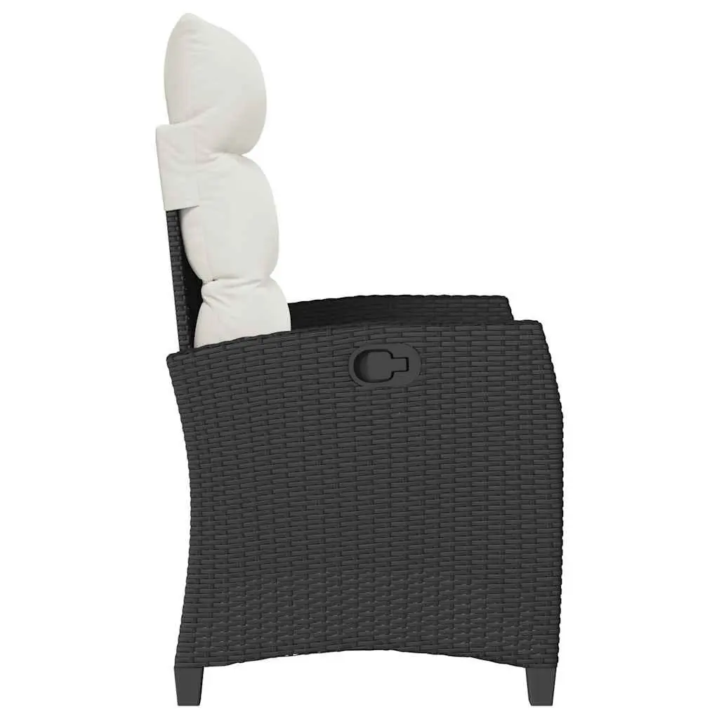 Reclining Garden Chair PE Rattan Adjustable Backrest Black with Foldable Side Table