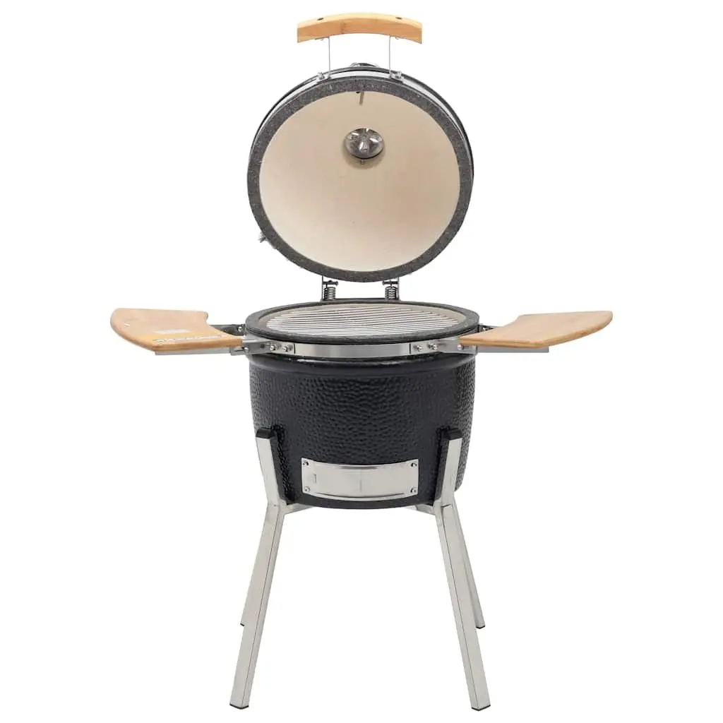 Kamado Barbecue Grill Smoker Ceramic 33cm Black Outdoor Cooking Garden BBQ