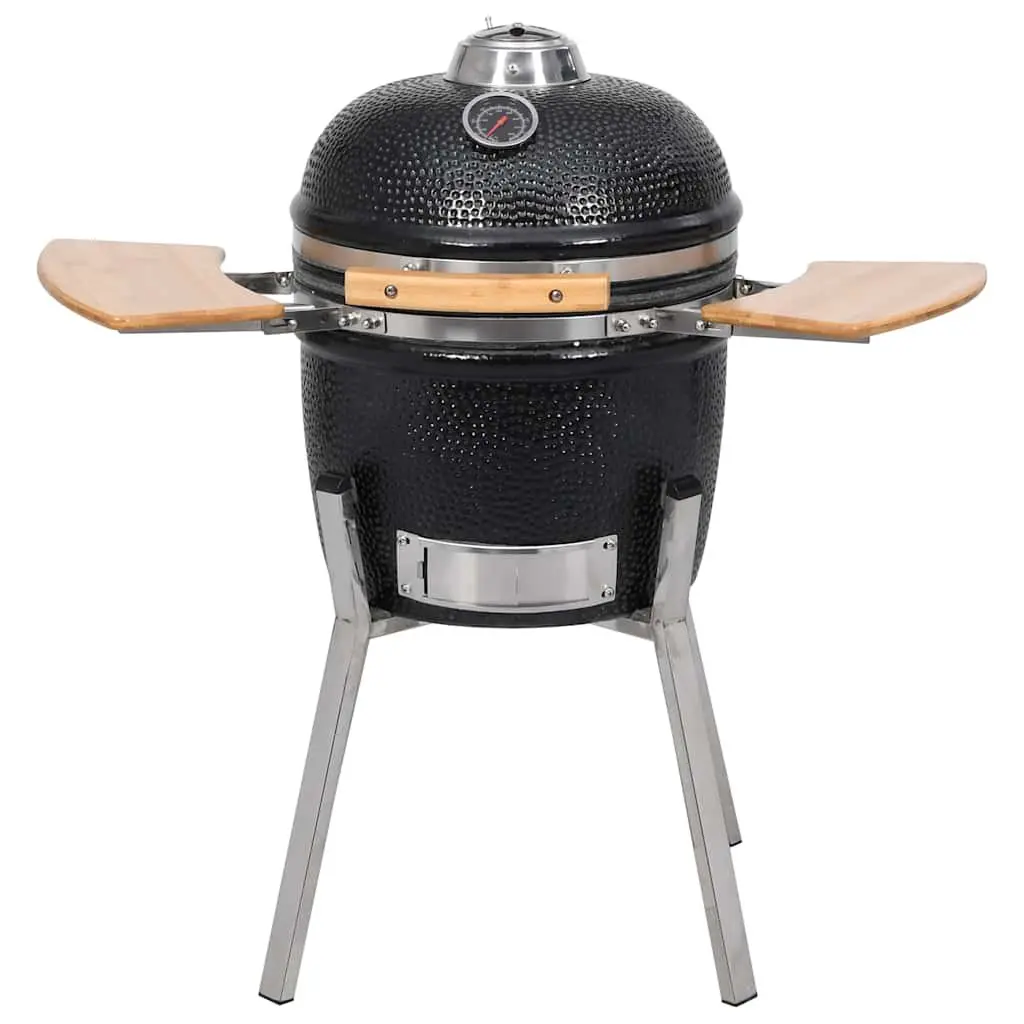 Kamado Barbecue Grill Smoker Ceramic 33cm Black Outdoor Cooking Garden BBQ