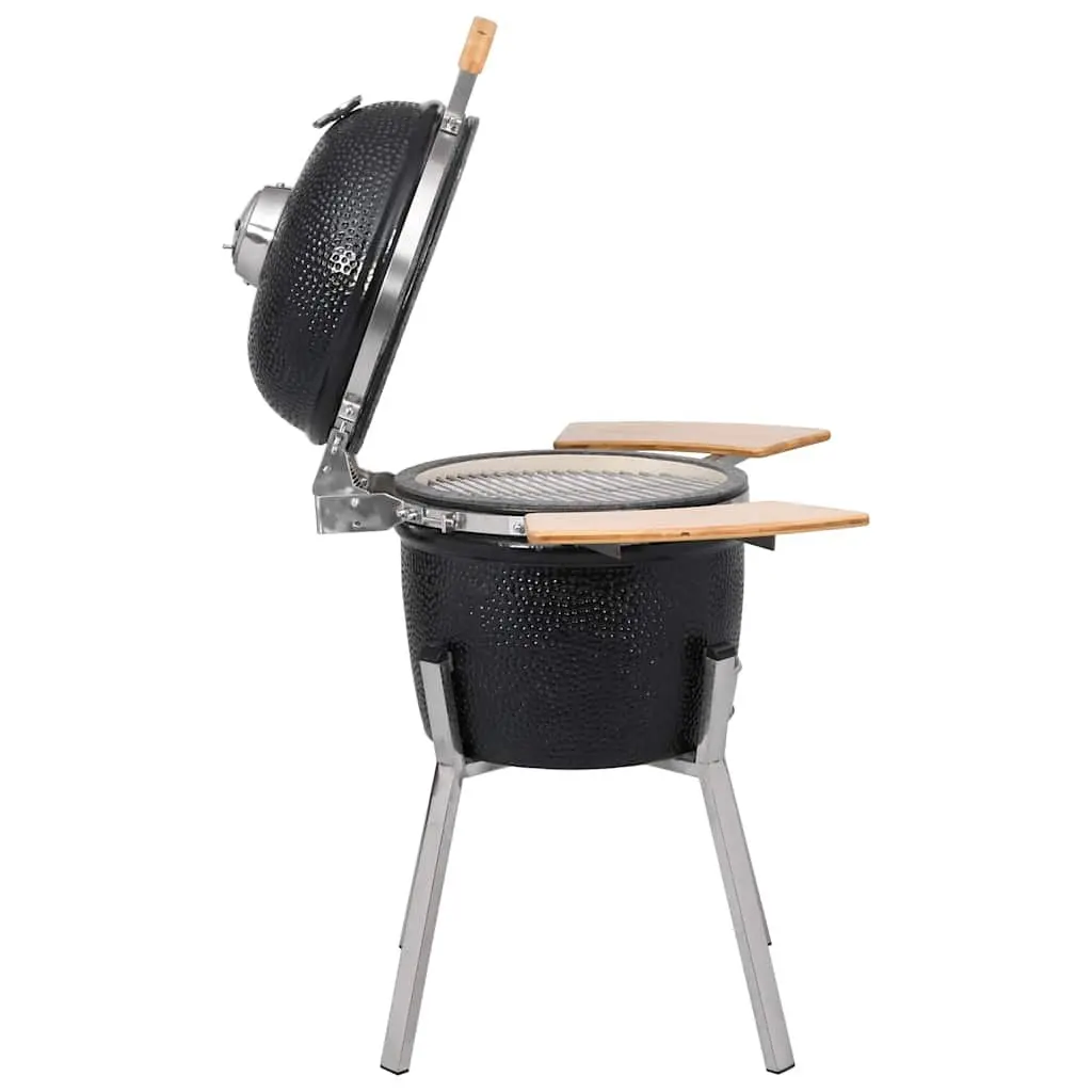 Kamado Barbecue Grill Smoker Ceramic 33cm Black Outdoor Cooking Garden BBQ