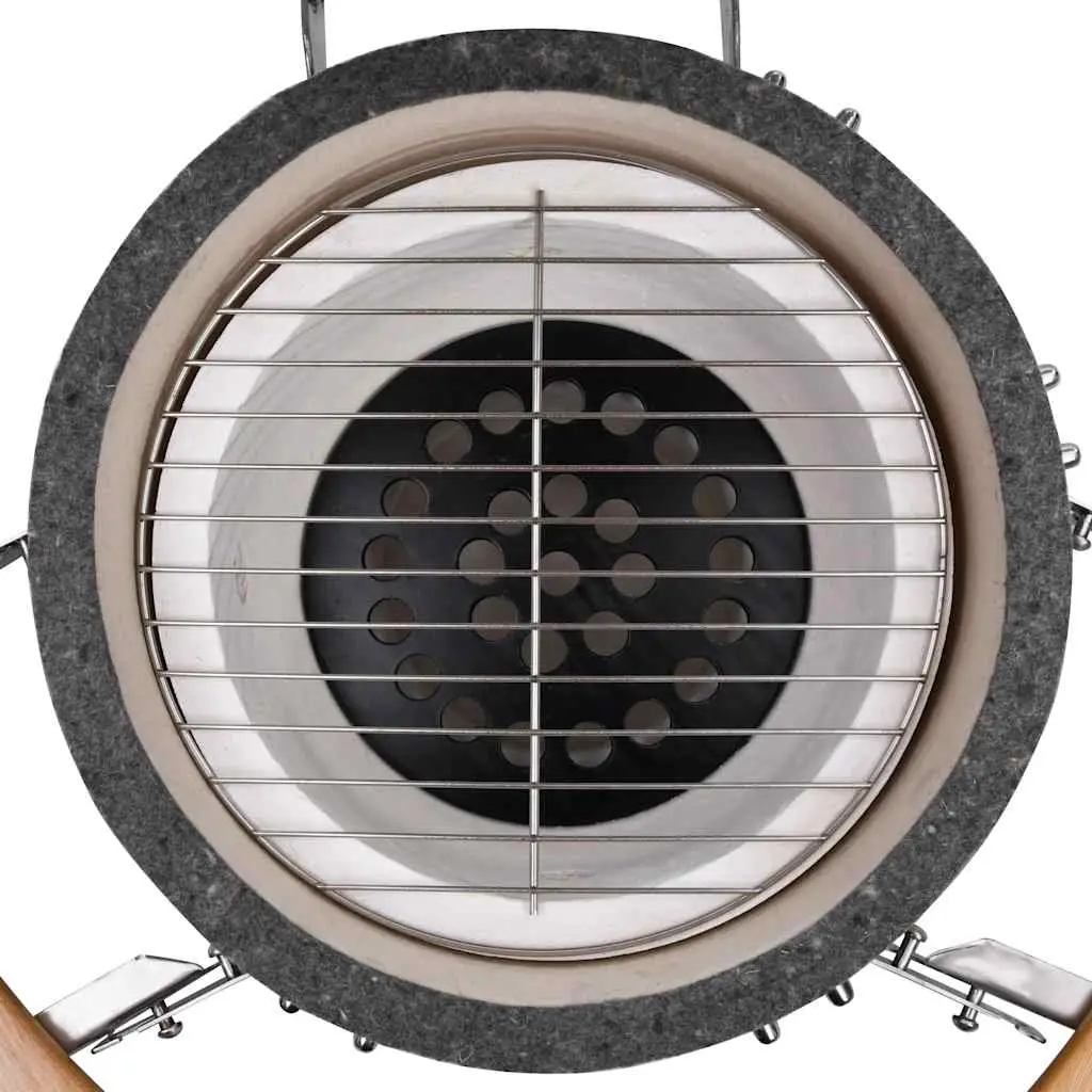 Kamado Barbecue Grill Smoker Ceramic 33cm Black Outdoor Cooking Garden BBQ