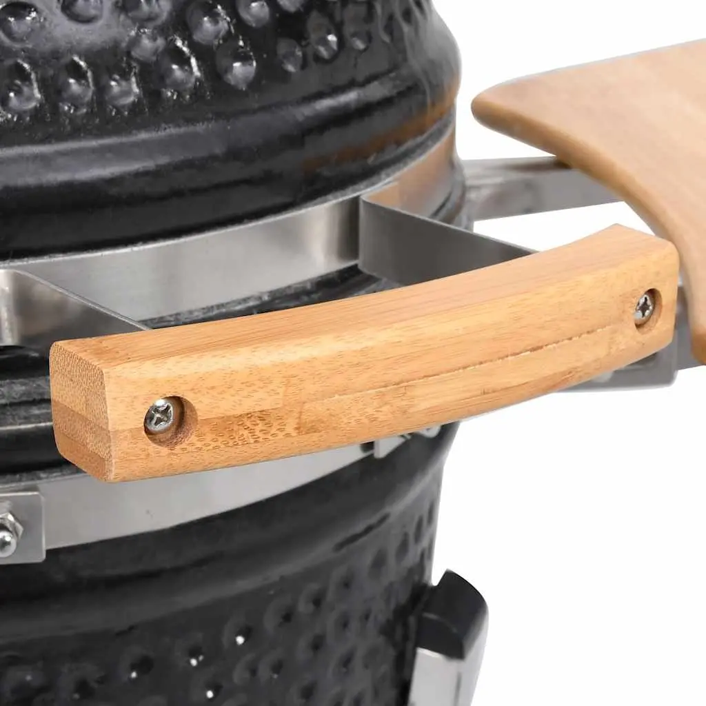 Kamado Barbecue Grill Smoker Ceramic 33cm Black Outdoor Cooking Garden BBQ