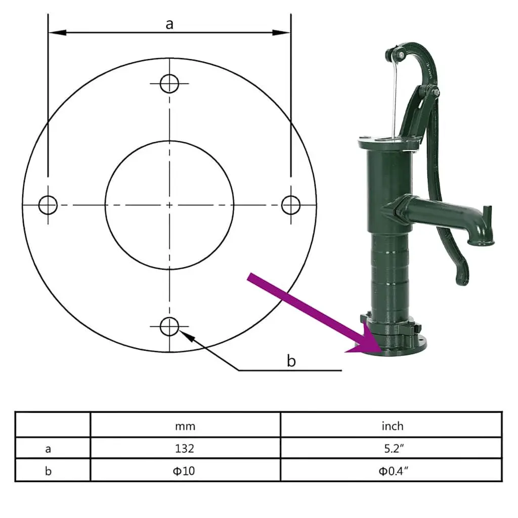 Manual Cast Iron Garden Water Pump Green Ground Water Extraction System 6 Metres
