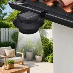 Solar Fence Light Set 6 Pcs LED Outdoor Gutter Wall Lamp Black Auto On Dusk