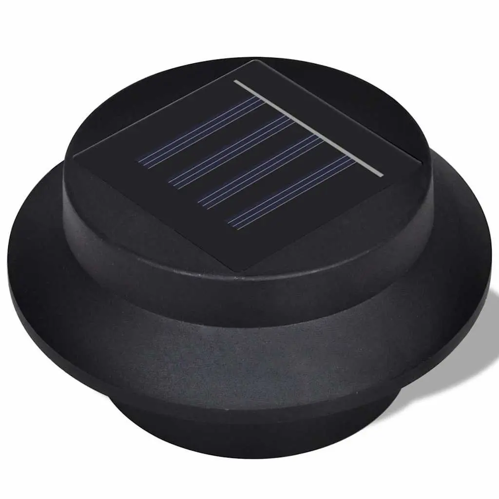 LED Solar Outdoor Light Set Black 6 Pieces Automatic Dusk to Dawn Fence Gutter Wall Lamp