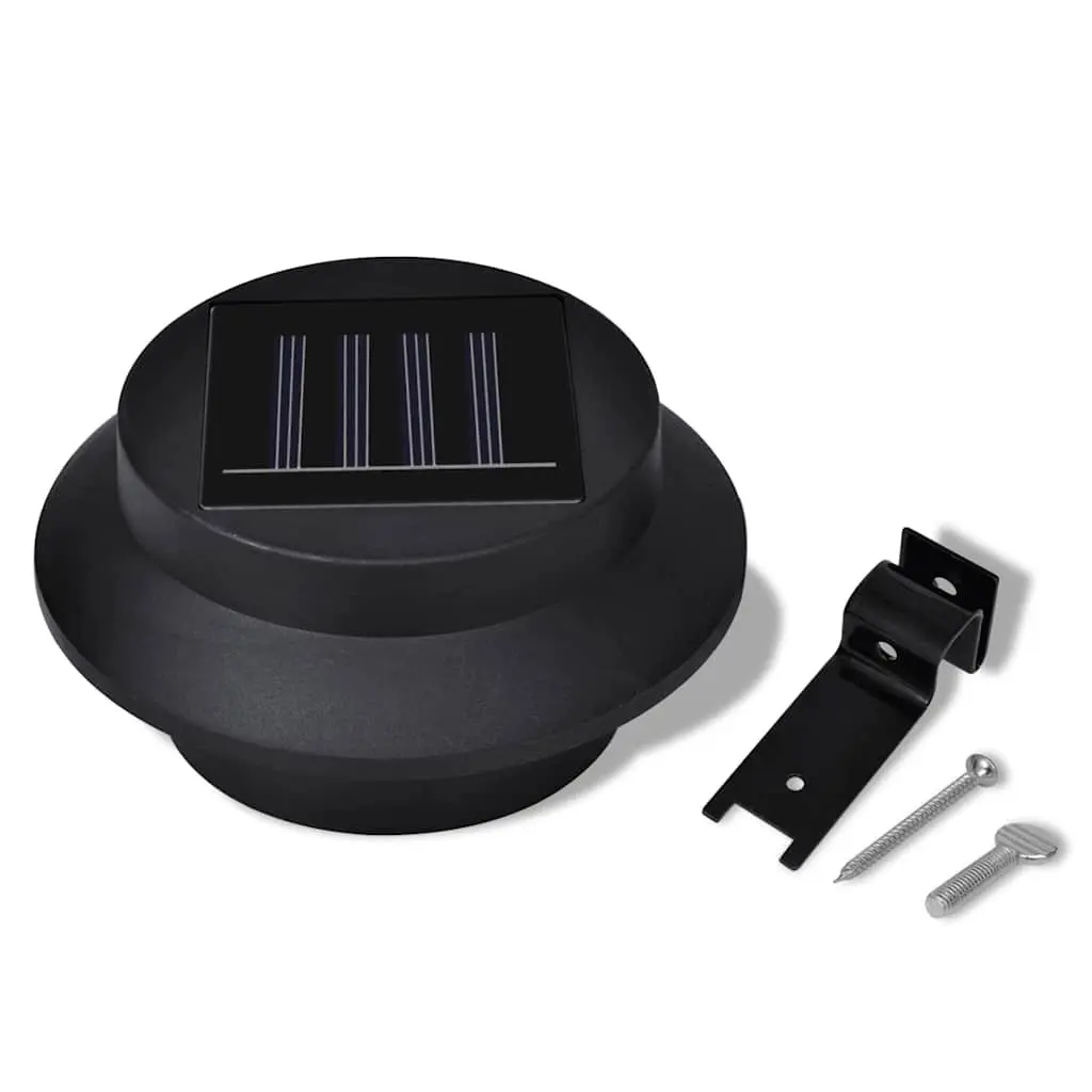 LED Solar Outdoor Light Set Black 6 Pieces Automatic Dusk to Dawn Fence Gutter Wall Lamp