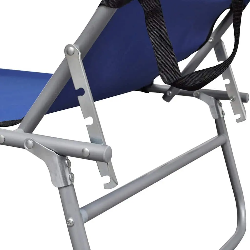 Sun Lounger Adjustable Backrest Folding Canopy Steel Blue
