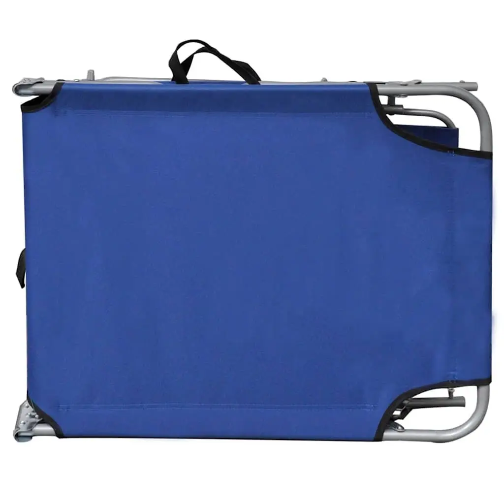 Sun Lounger Adjustable Backrest Folding Canopy Steel Blue