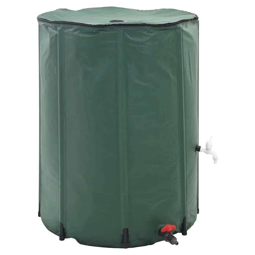 250L Collapsible Water Tank Green PVC for Garden Watering and Rainwater Storage