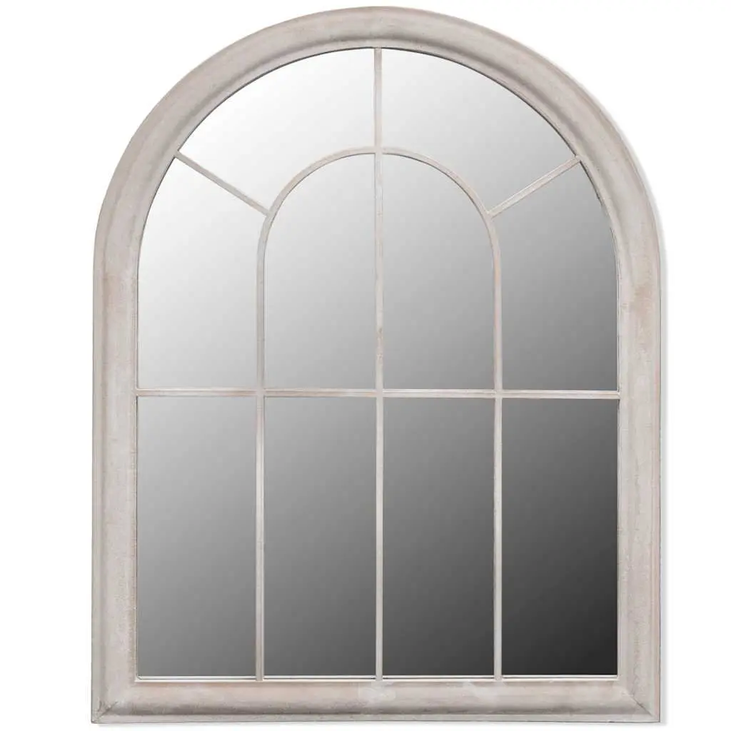 Garden Mirror Rustic Iron Frame 69 x 89 cm White Indoor Outdoor Decor