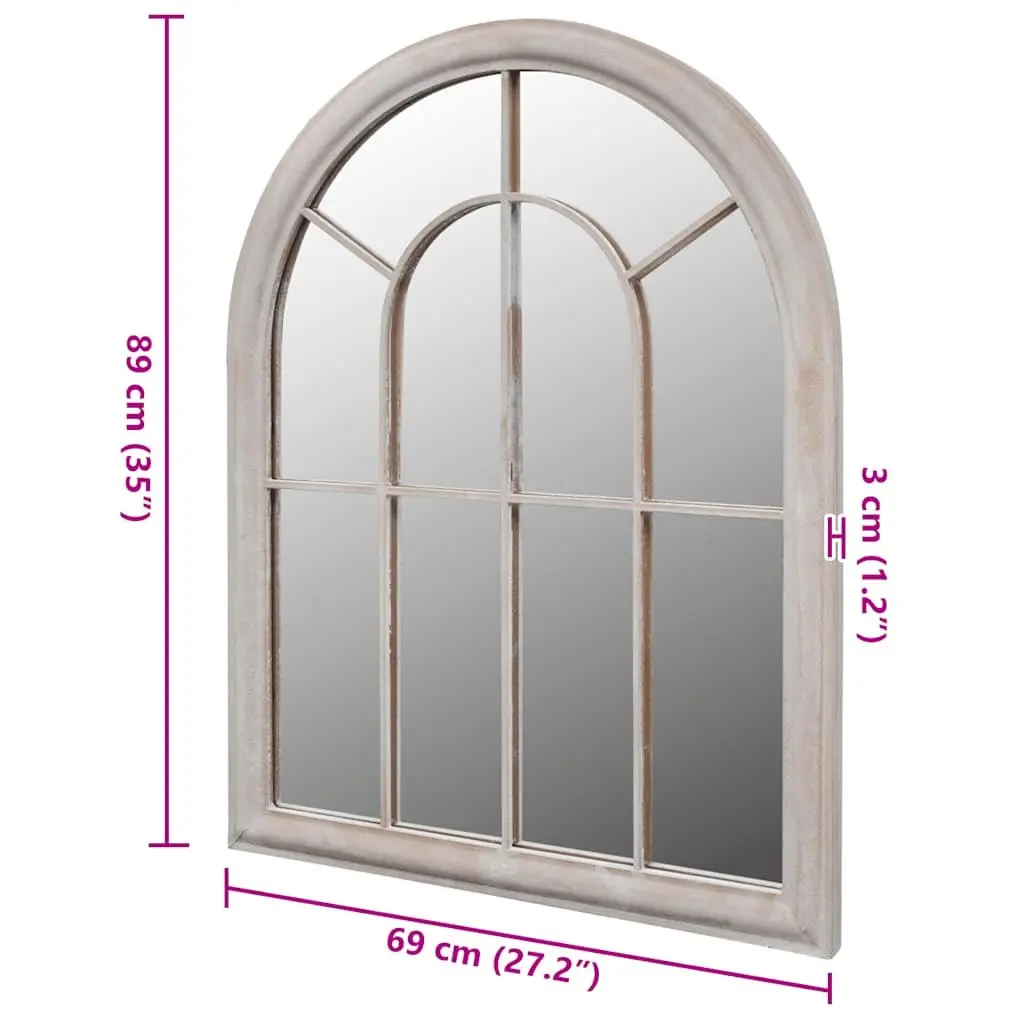 Garden Mirror Rustic Iron Frame 69 x 89 cm White Indoor Outdoor Decor