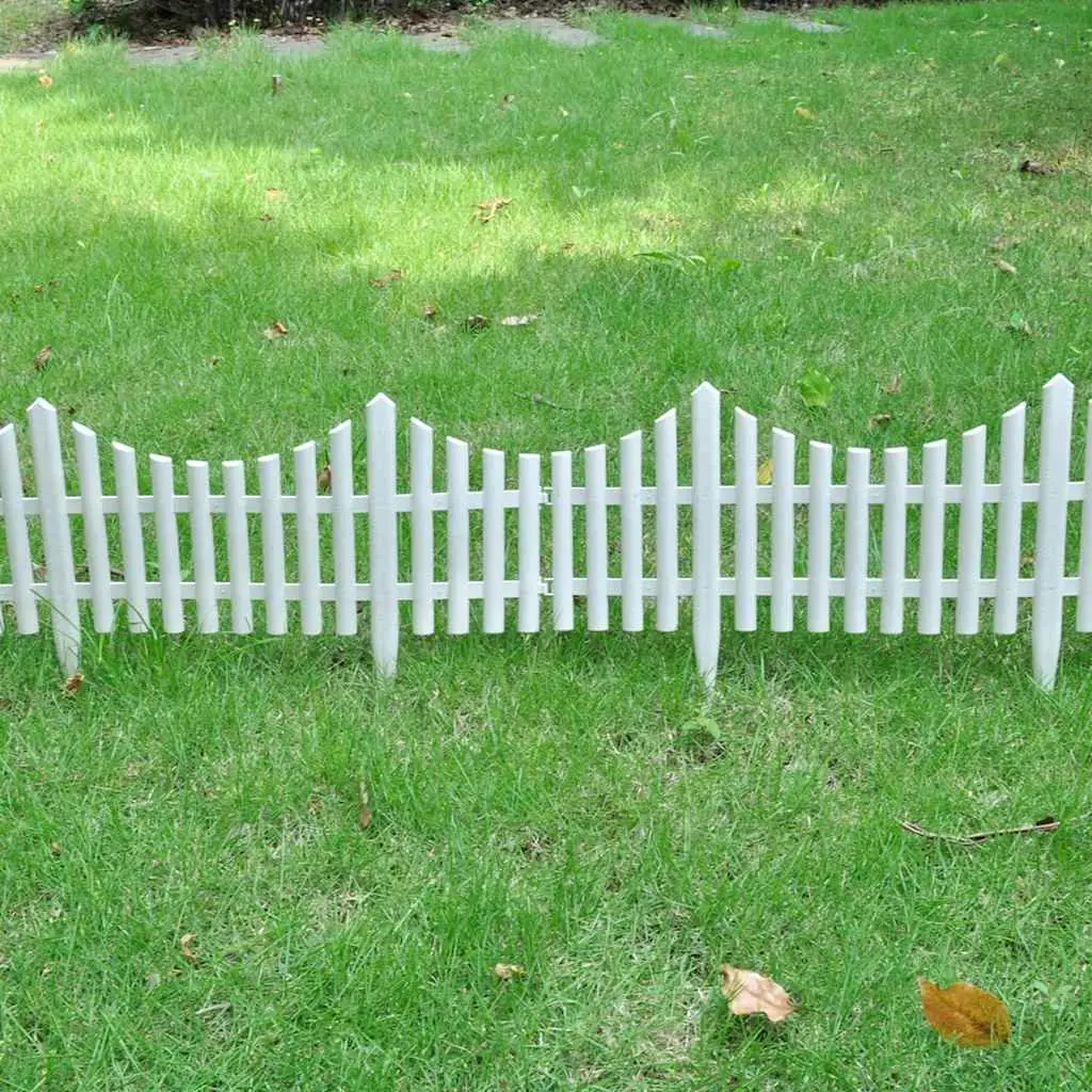 Lawn Divider Border Edging Polypropylene 10m White 17 Pieces
