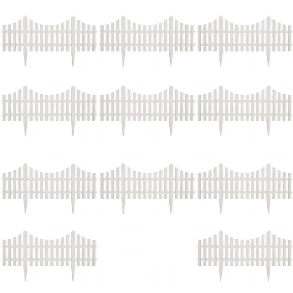 Lawn Divider Border Edging Polypropylene 10m White 17 Pieces