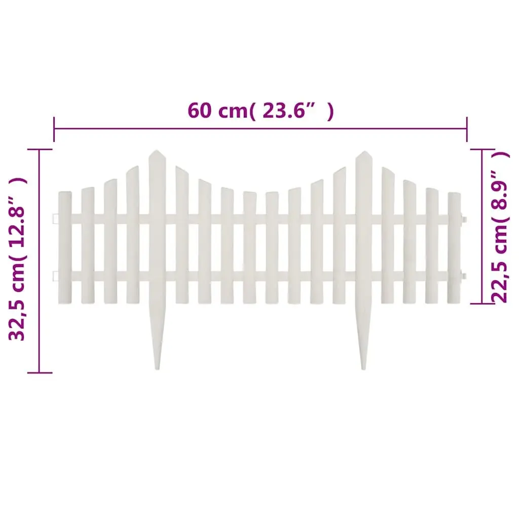 Lawn Divider Border Edging Polypropylene 10m White 17 Pieces
