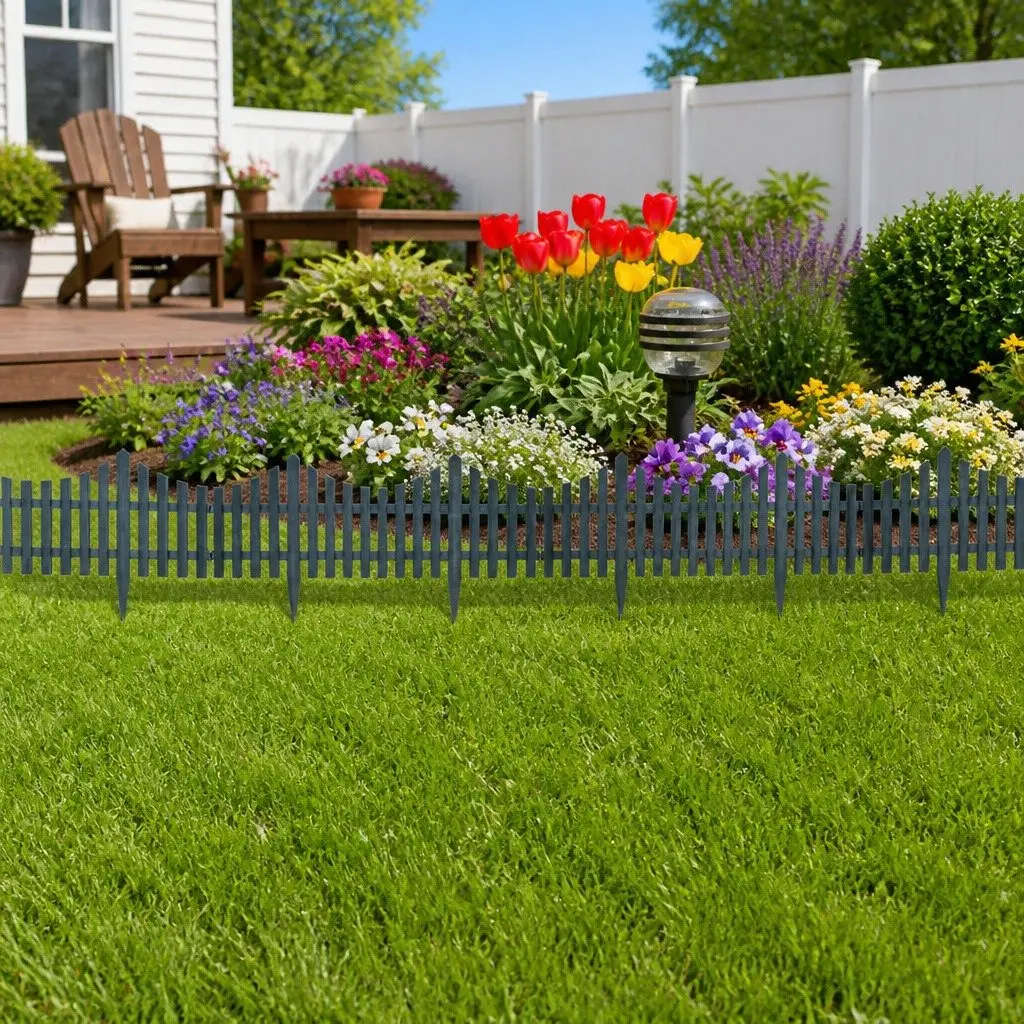 Garden Lawn Edging Dividers Polypropylene 10m Green 17 Piece Set
