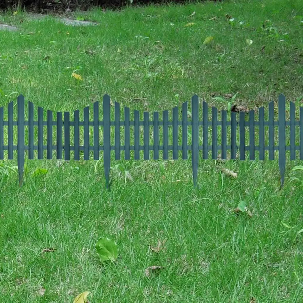 Garden Lawn Edging Dividers Polypropylene 10m Green 17 Piece Set