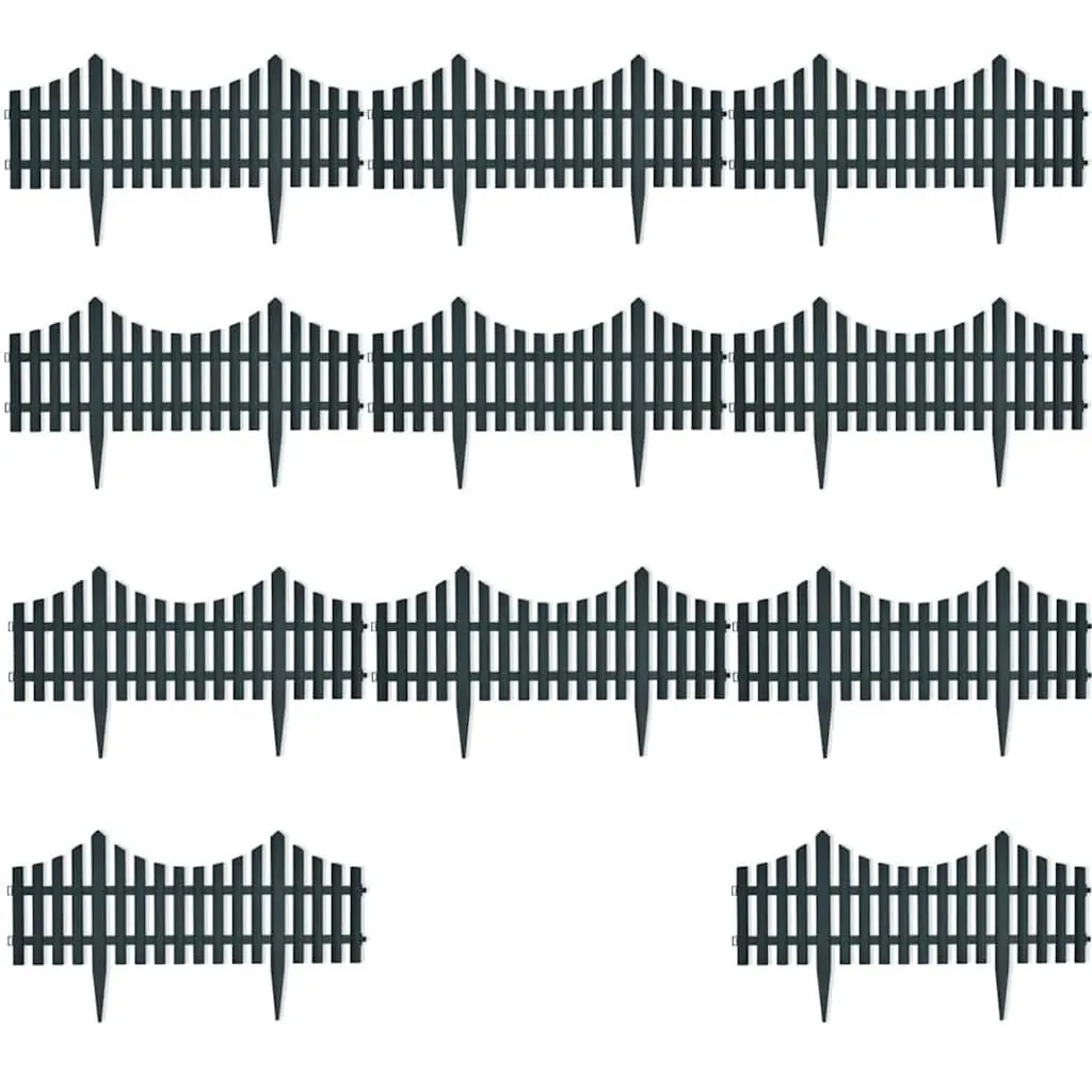 Garden Lawn Edging Dividers Polypropylene 10m Green 17 Piece Set