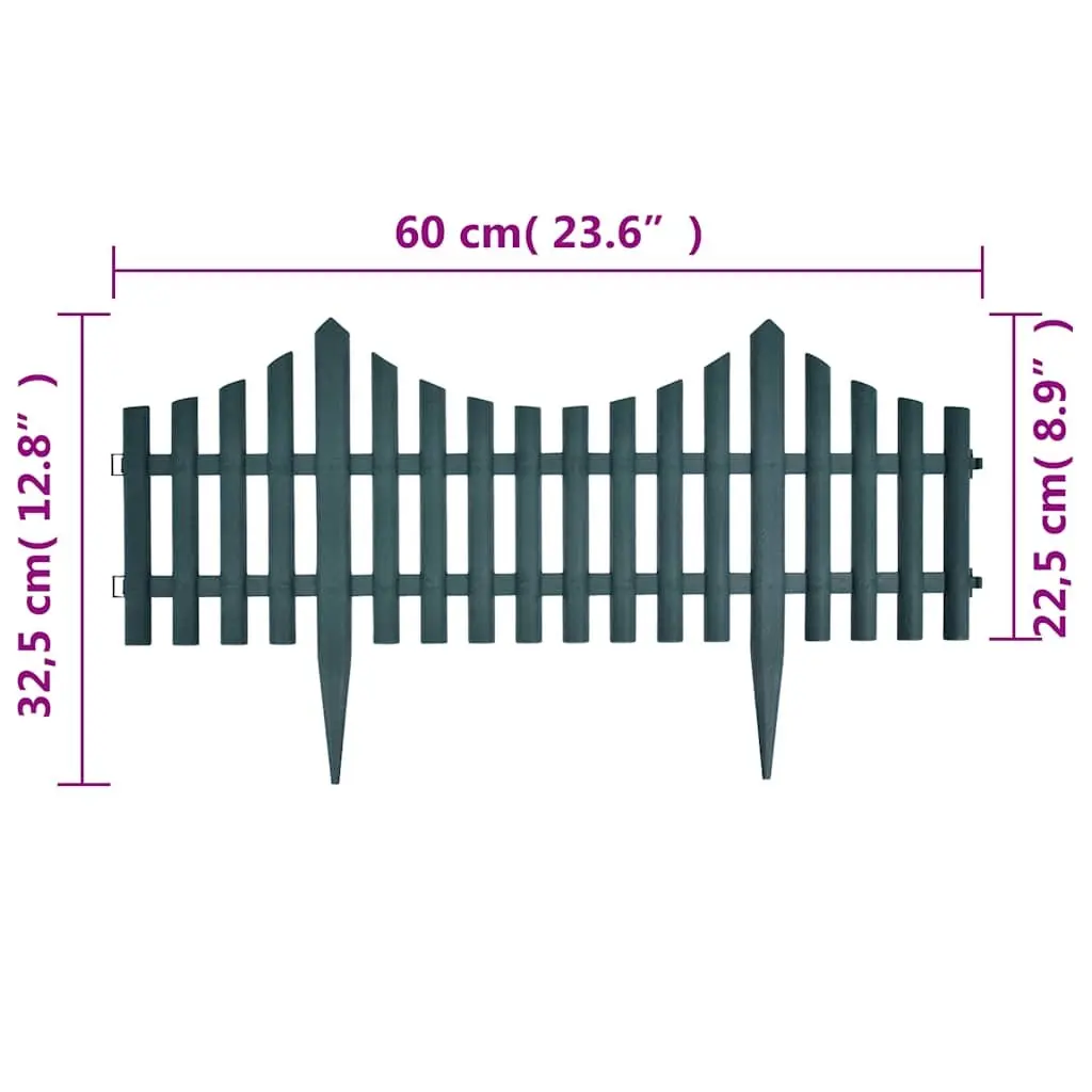 Garden Lawn Edging Dividers Polypropylene 10m Green 17 Piece Set