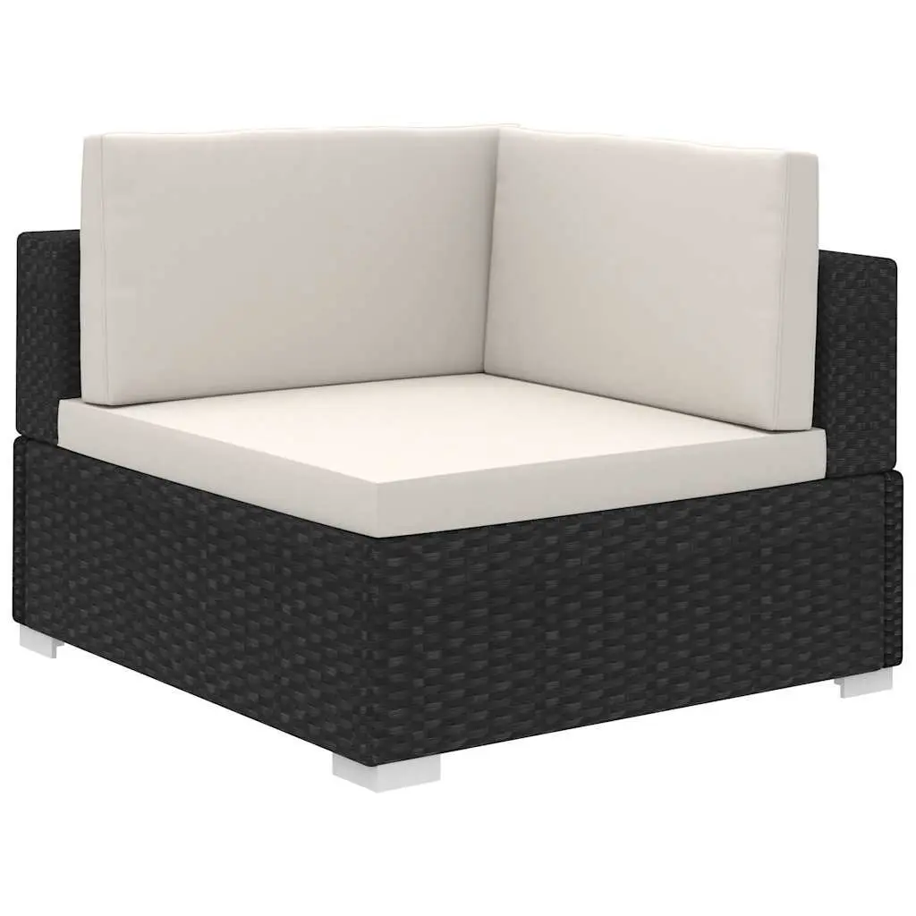 Garden Lounge Set 8 Piece Outdoor Furniture PE Rattan Black