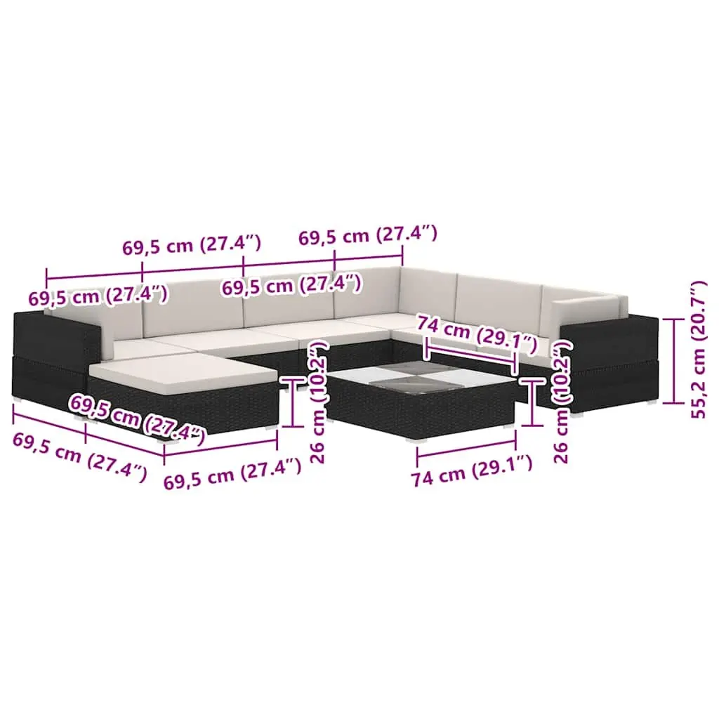 8 Piece Lounge Set for Outdoor Use