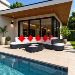 Practical Outdoor Lounge Set with Removable Cushions