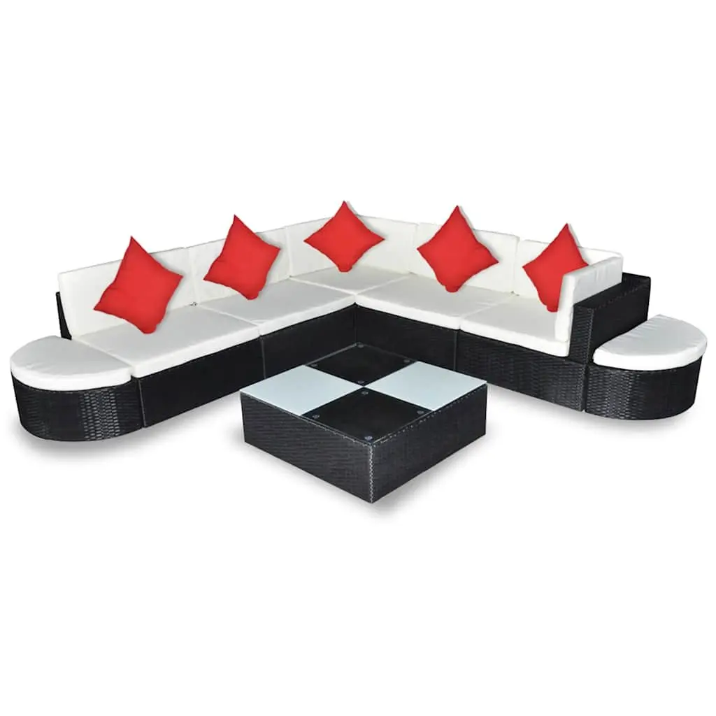 Garden Lounge Set Rattan Outdoor Furniture 8 Piece Modular Black