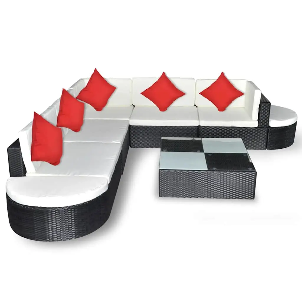 Garden Lounge Set Rattan Outdoor Furniture 8 Piece Modular Black