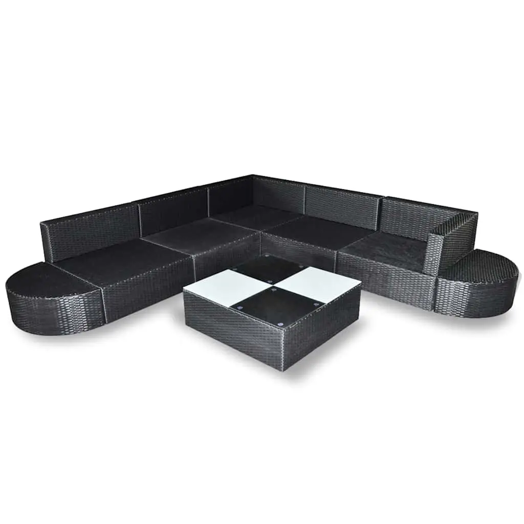 Garden Lounge Set Rattan Outdoor Furniture 8 Piece Modular Black