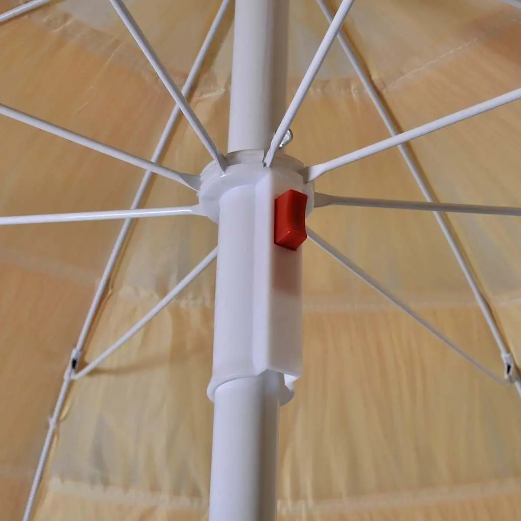 Beach Parasol Polyester 1.8m Beige Outdoor Umbrella Garden Patio Shade