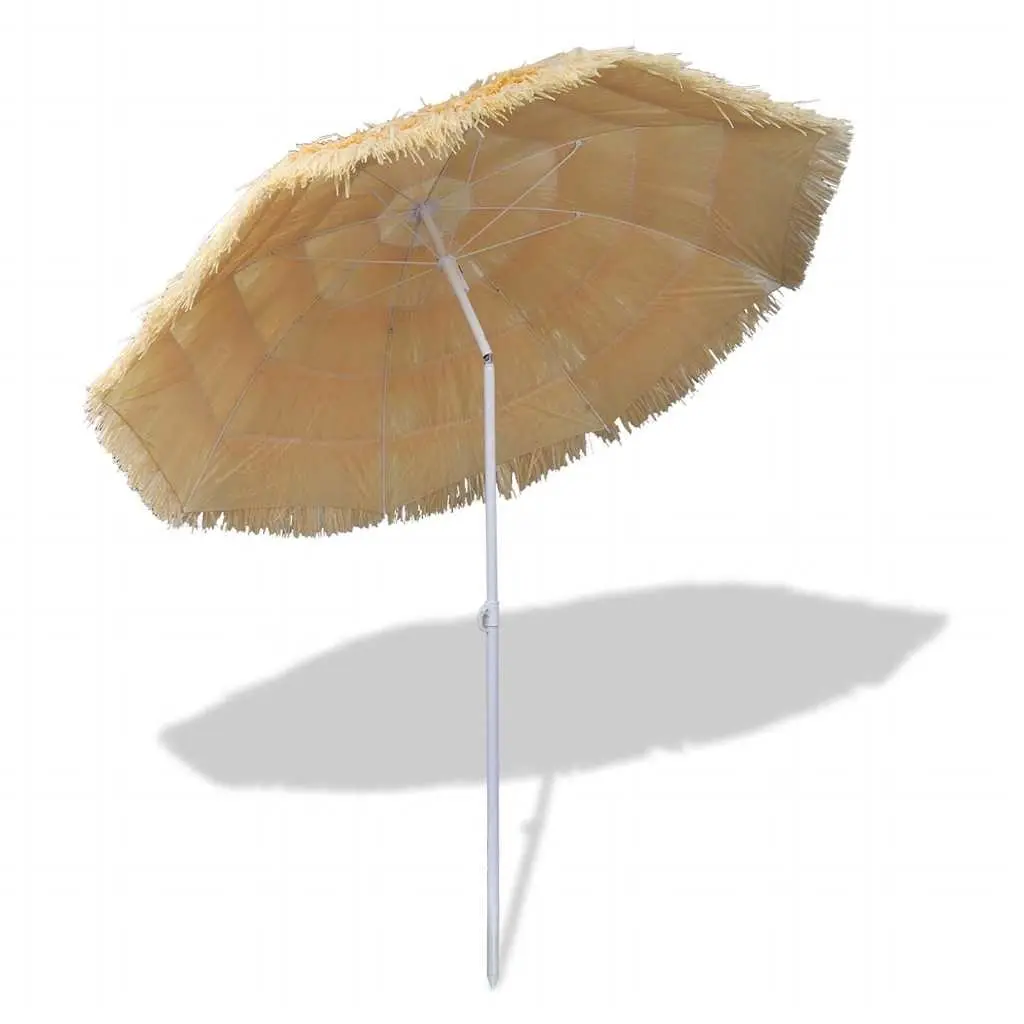 Beach Parasol Polyester 1.8m Beige Outdoor Umbrella Garden Patio Shade