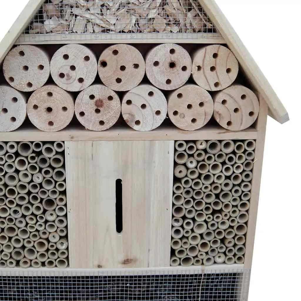 Large Insect Hotel Solid Wood 45.5x15x99cm Natural Brown Butterfly House Wildlife Shelter Garden Decor