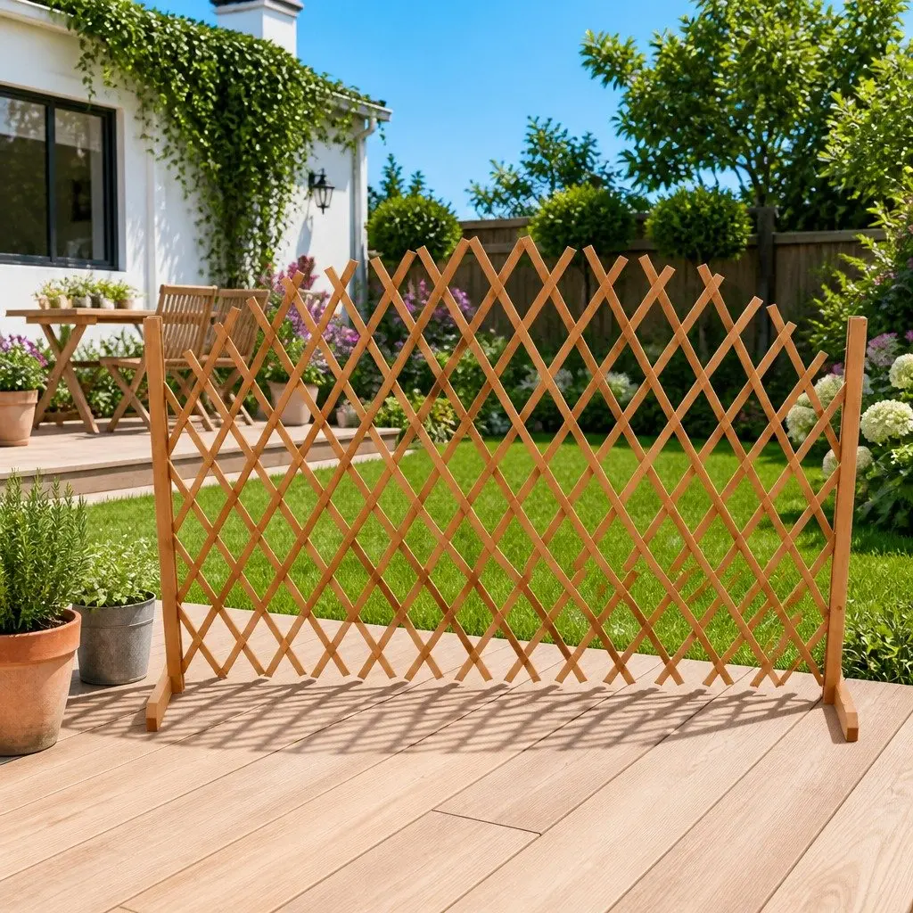 Solid Wood Expandable Garden Trellis Fence Panel 180cm Brown