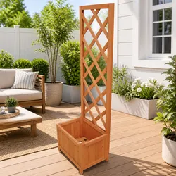 Functional Brown Wood Trellis Planter for Your Outdoor Needs 40x30x135cm