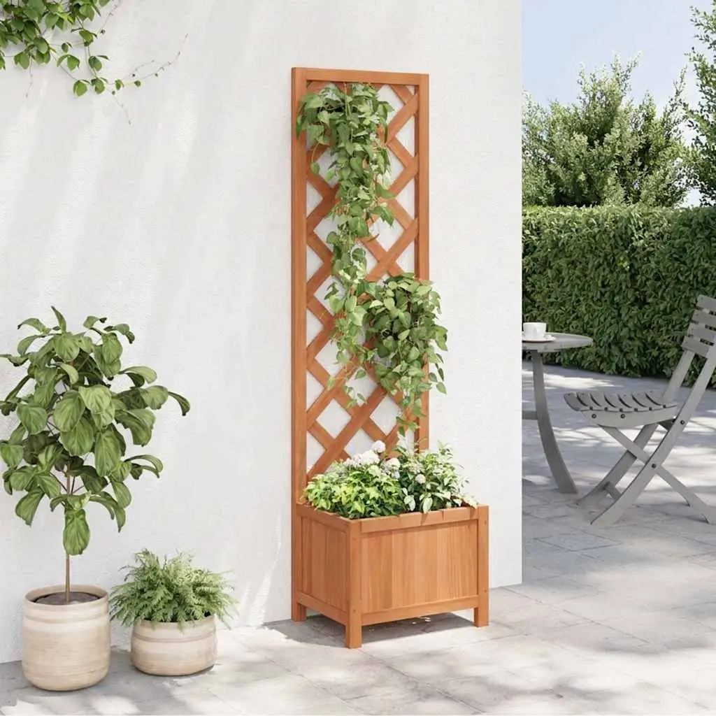 Trellis Planter 40x30x135cm Brown Wood Outdoor Garden Flower Box with Climbing