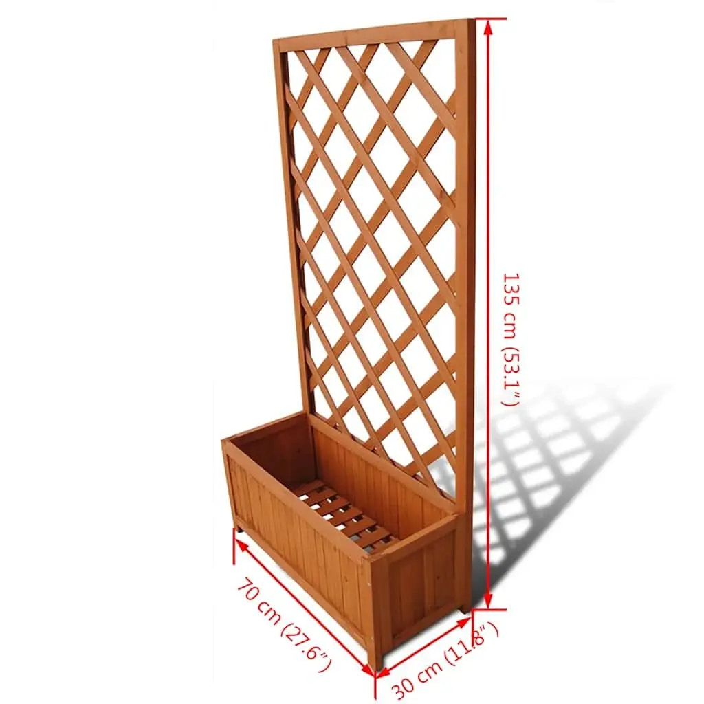 Wooden Trellis Planter Box Large Weather-resistant Solid Wood 70x30x135cm Brown
